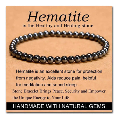 4mm Natural Stone Beaded Stretch Bracelet