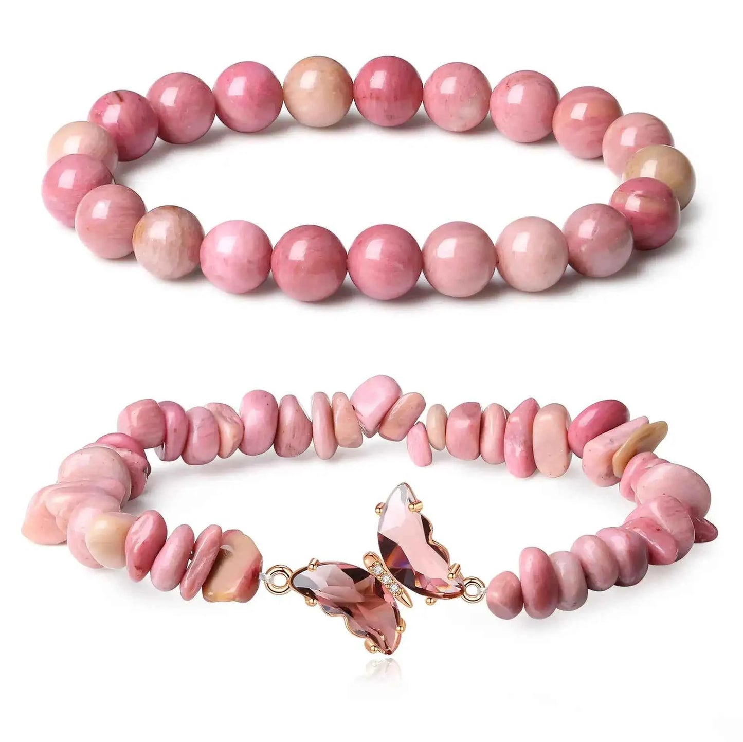 Amethyst, Rose Quartz & Amazonite Bracelet with Butterfly Pendant