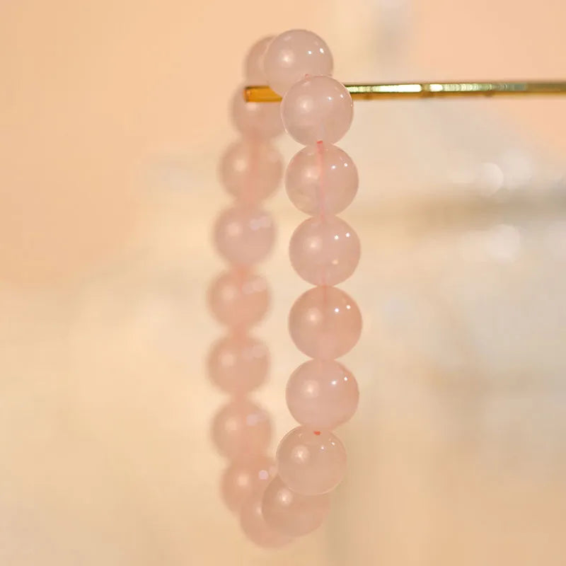 天然莫桑比克星光粉水晶手串六芒星果冻粉晶串珠水晶手链厂家批发 - MystiCrystals