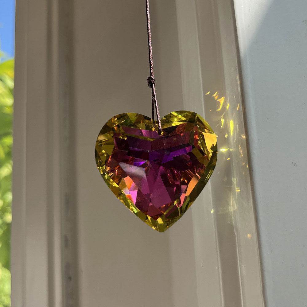 Handmade Crystal Heart Suncatcher - MystiCrystals