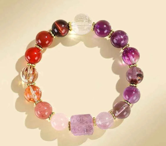 Multi-Gem Nine-Tailed Fox Bracelet for Focus, Harmony & Vitality