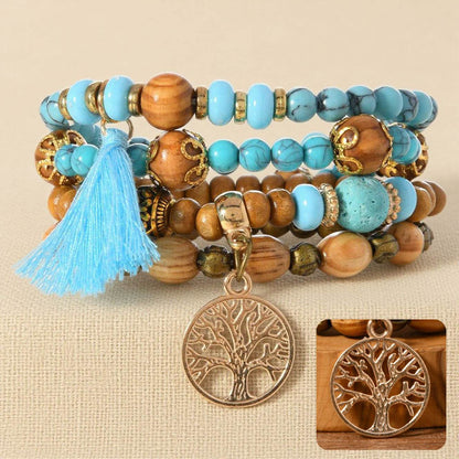 Bohemian Multi-Layer Wood Bead Bracelet - MystiCrystals