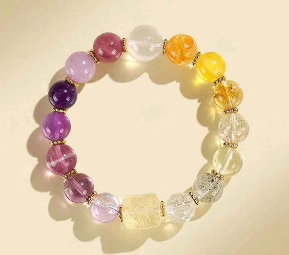 Multi-Gem Nine-Tailed Fox Bracelet for Focus, Harmony & Vitality