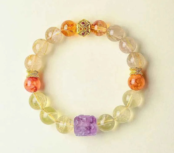 Multi-Gem Nine-Tailed Fox Bracelet for Focus, Harmony & Vitality