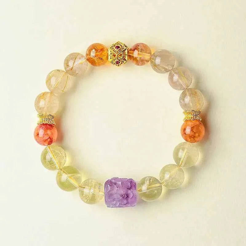 Multi-Gem Nine-Tailed Fox Bracelet for Focus, Harmony & Vitality