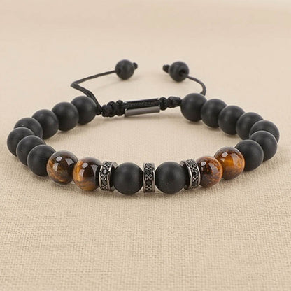 Modern Tiger Eye & Copper CZ Men’s Bracelet - MystiCrystals