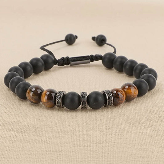 Modern Tiger Eye & Copper CZ Men’s Bracelet - MystiCrystals