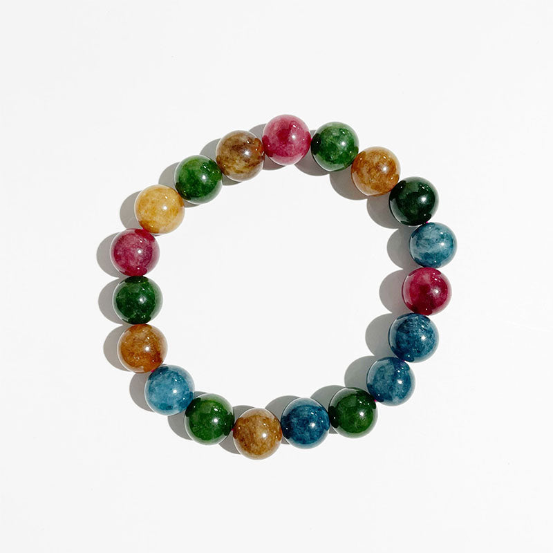 Tourmaline & Chalcedony Pastel Agate Energy Harmony Bracelet