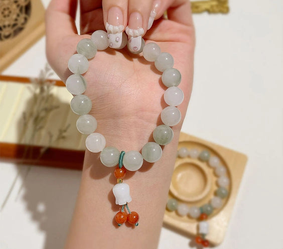 Natural Tianshan Jade Orchid Tassel Harmony Bracelet