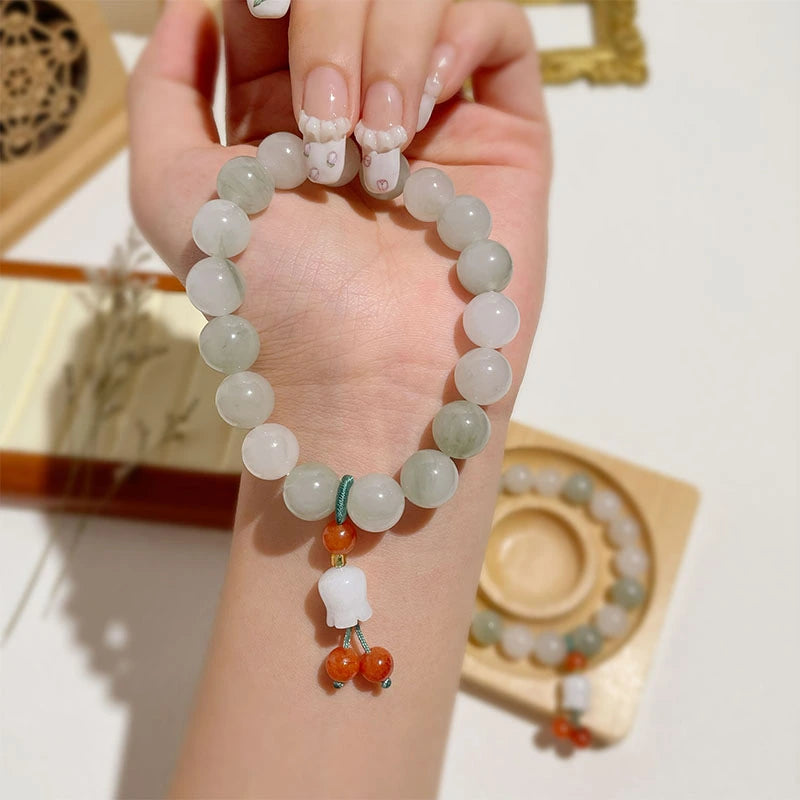 Natural Tianshan Jade Orchid Tassel Harmony Bracelet