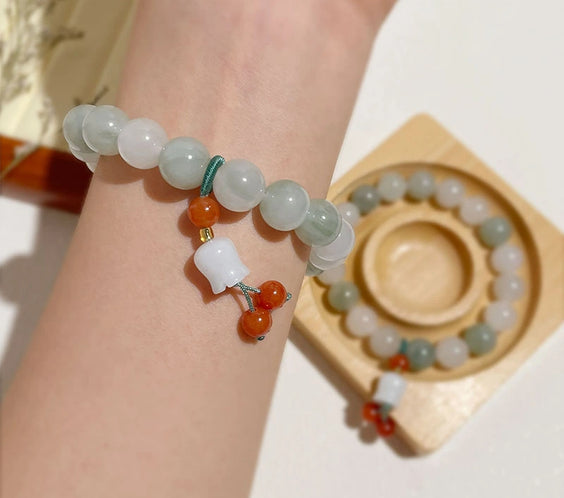 Natural Tianshan Jade Orchid Tassel Harmony Bracelet