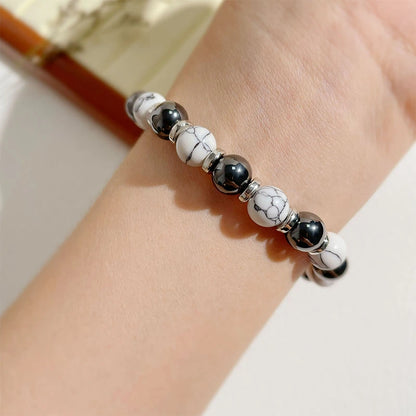 White Turquoise & Black Agate Bracelet