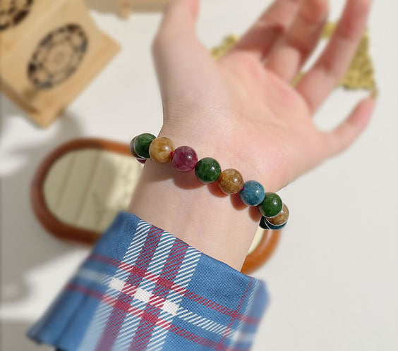 Tourmaline & Chalcedony Pastel Agate Energy Harmony Bracelet