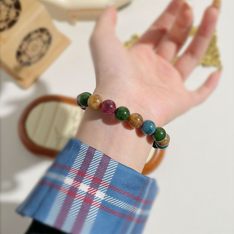 Tourmaline & Chalcedony Pastel Agate Energy Harmony Bracelet