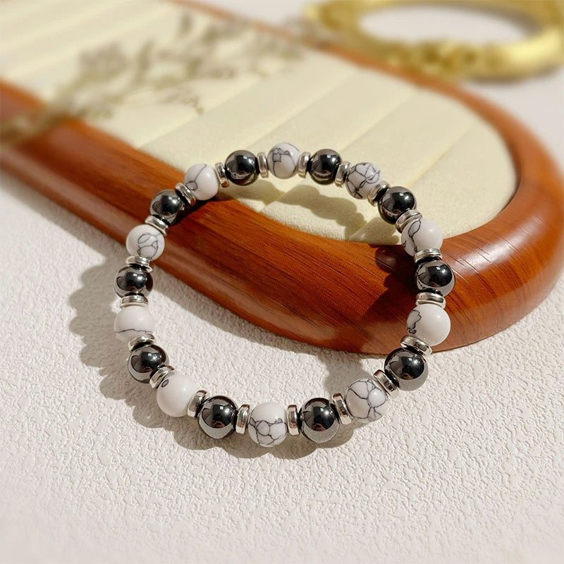White Turquoise & Black Agate Bracelet