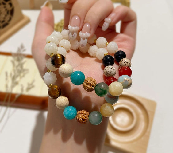 Multi-Crystal Bodhi Lotus Harmony Bracelet