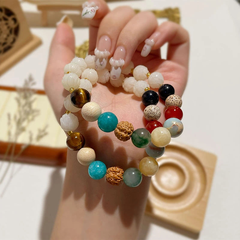Multi-Crystal Bodhi Lotus Harmony Bracelet