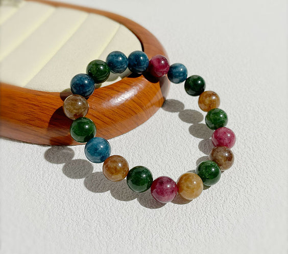 Tourmaline & Chalcedony Pastel Agate Energy Harmony Bracelet