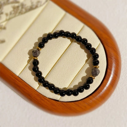 Obsidian Faceted Diamond Bead Bracelet
