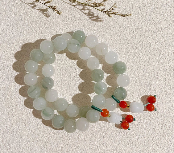 Natural Tianshan Jade Orchid Tassel Harmony Bracelet