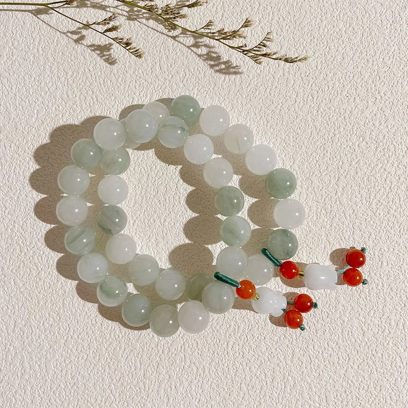 Natural Tianshan Jade Orchid Tassel Harmony Bracelet