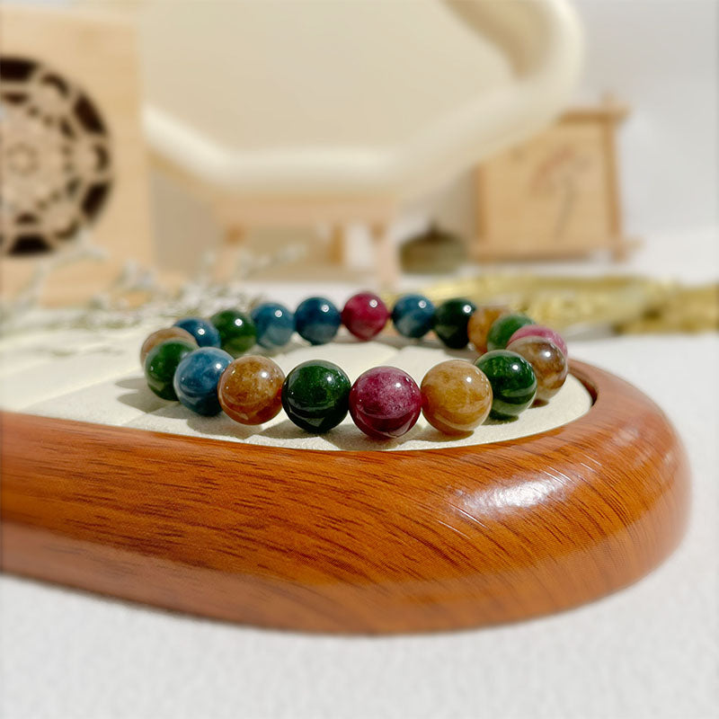 Tourmaline & Chalcedony Pastel Agate Energy Harmony Bracelet