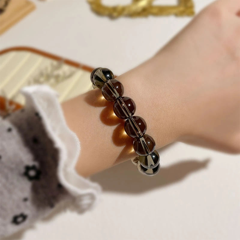 Natural Tea Quartz and Smoky Crystal Bracelet