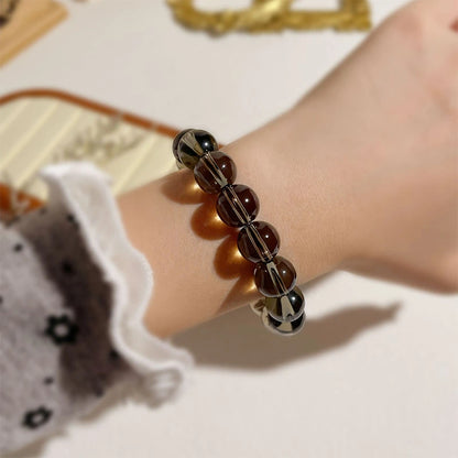 Natural Tea Quartz and Smoky Crystal Bracelet