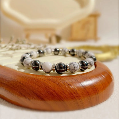 White Turquoise & Black Agate Bracelet