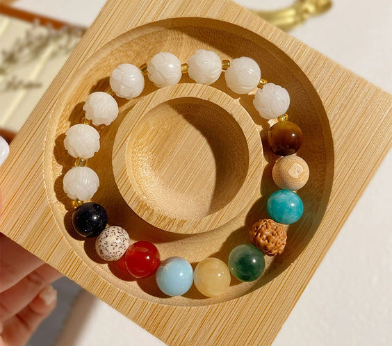 Multi-Crystal Bodhi Lotus Harmony Bracelet