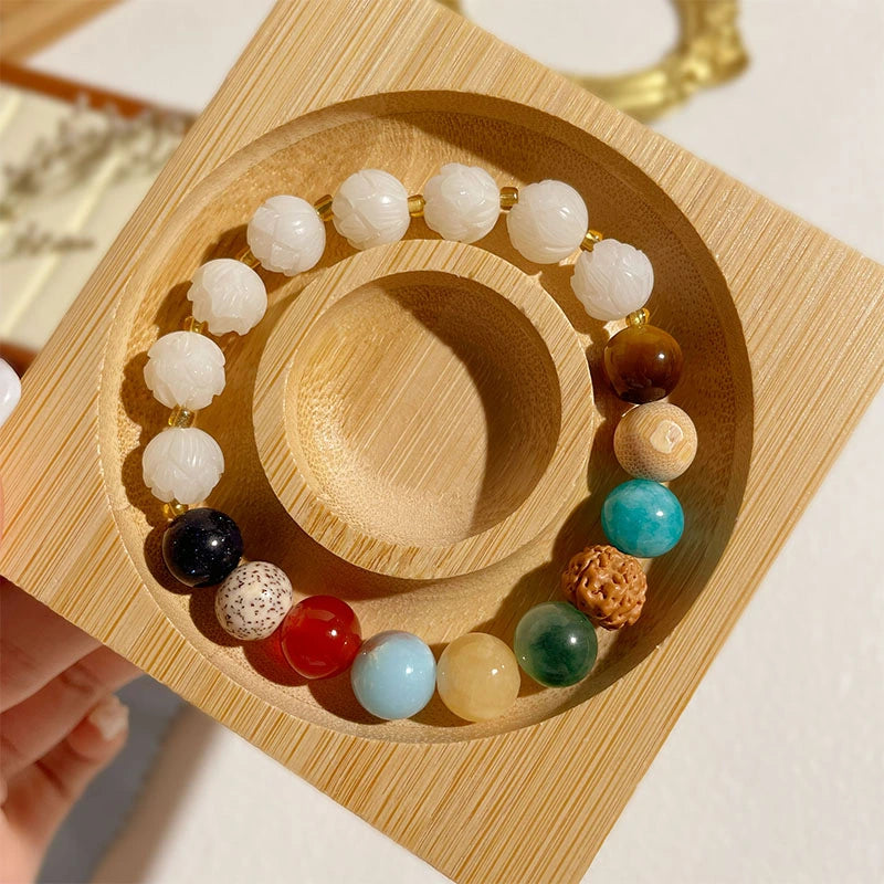 Multi-Crystal Bodhi Lotus Harmony Bracelet