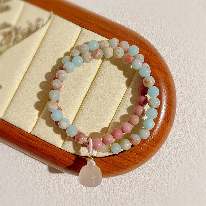 Shoushan Stone Double Circle Bracelet for Women