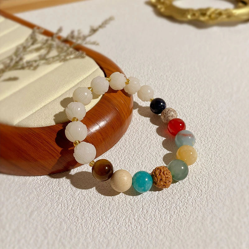 Multi-Crystal Bodhi Lotus Harmony Bracelet