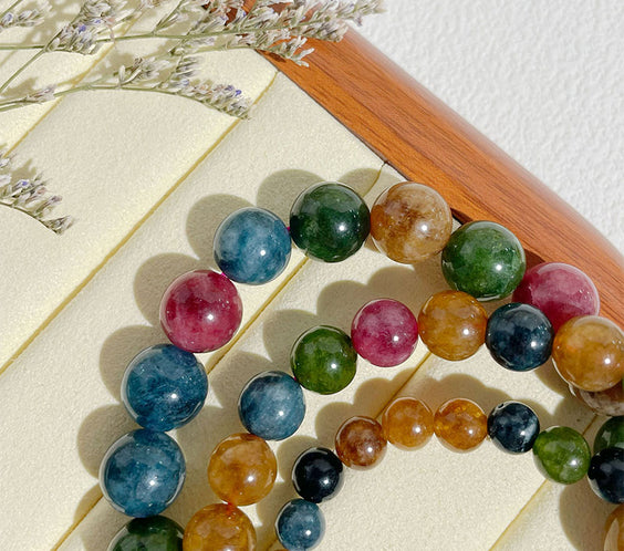 Tourmaline & Chalcedony Pastel Agate Energy Harmony Bracelet
