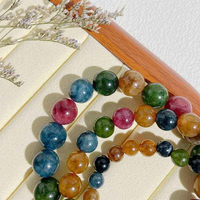 Tourmaline & Chalcedony Pastel Agate Energy Harmony Bracelet