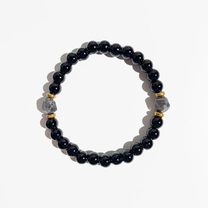 Obsidian Faceted Diamond Bead Bracelet