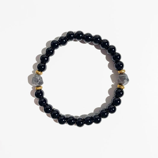 Obsidian Faceted Diamond Bead Bracelet
