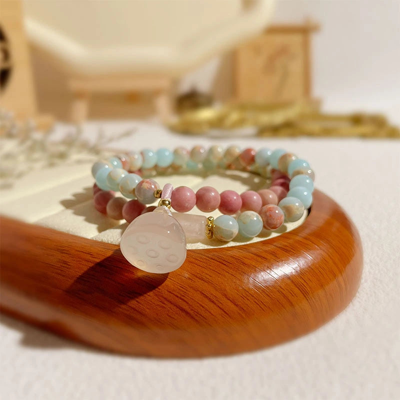 Shoushan Stone Double Circle Bracelet for Women