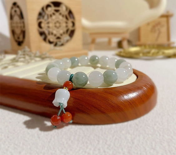 Natural Tianshan Jade Orchid Tassel Harmony Bracelet