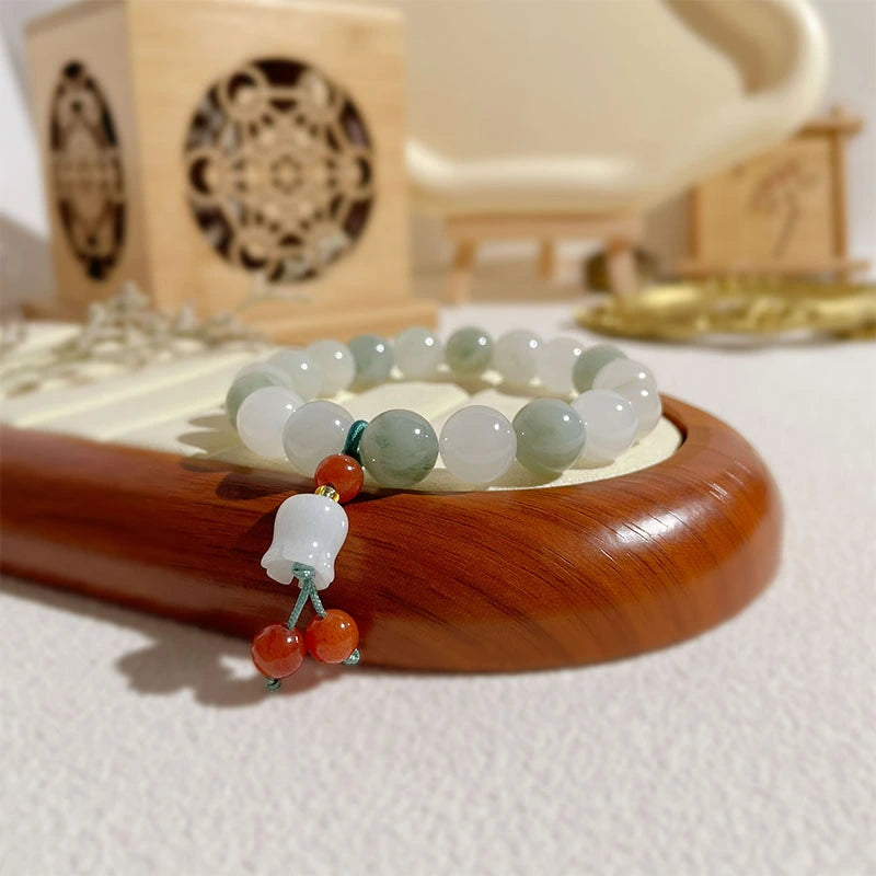 Natural Tianshan Jade Orchid Tassel Harmony Bracelet