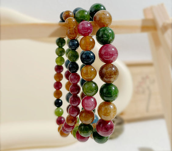 Tourmaline & Chalcedony Pastel Agate Energy Harmony Bracelet
