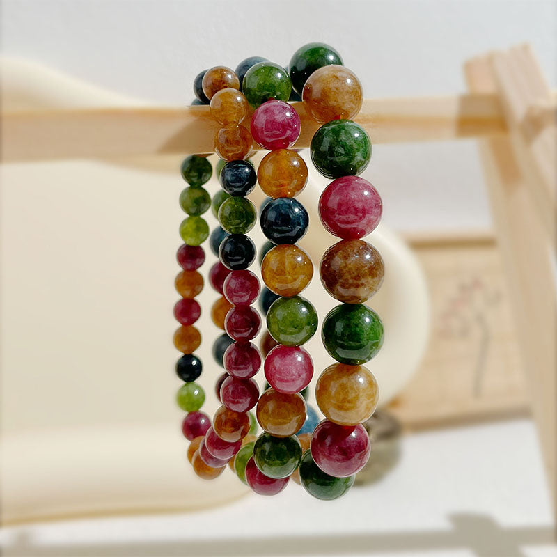 Tourmaline & Chalcedony Pastel Agate Energy Harmony Bracelet