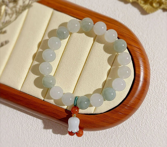 Natural Tianshan Jade Orchid Tassel Harmony Bracelet