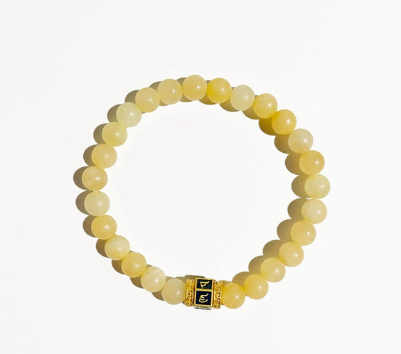 Natural Yellow Jade Wealth Mantra Bracelet