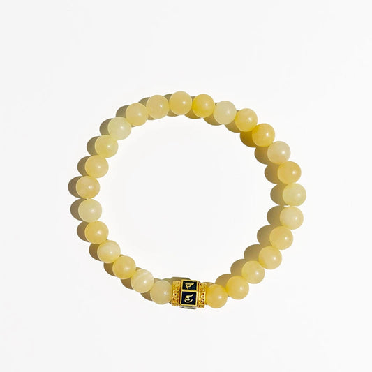 Natural Yellow Jade Wealth Mantra Bracelet