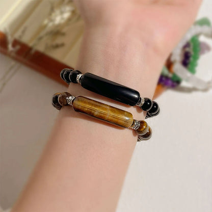 8mm Amethyst & Agate Beaded Bracelet with Heart Charm