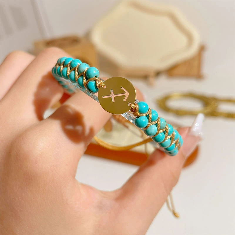Zodiac Aura Protection Braided Stone Bracelet