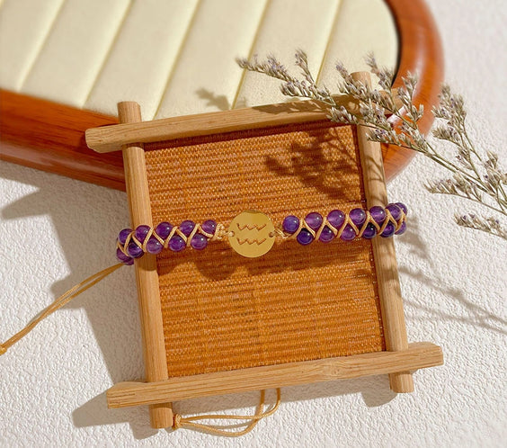 Zodiac Aura Protection Braided Stone Bracelet