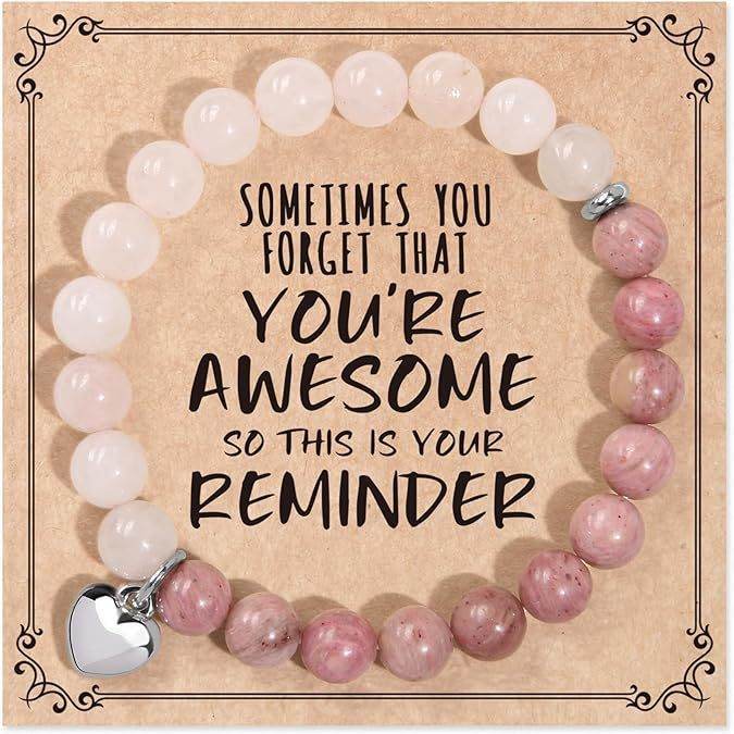 Love Heart Natural Stone Stretch Bracelet - MystiCrystals