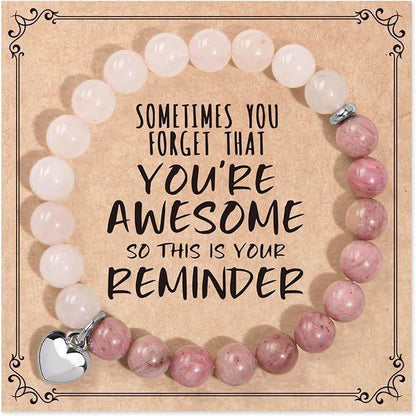 Love Heart Natural Stone Stretch Bracelet - MystiCrystals